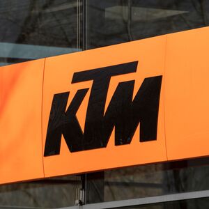 Hamburg, Germany ? March 17, 2021. Signage on facade identifying KTM motorcycle or automobiles dealership. KTM AG is an Austrian manufacturer owned by Pierer Mobility AG and Indian manufacturer Bajaj Auto.