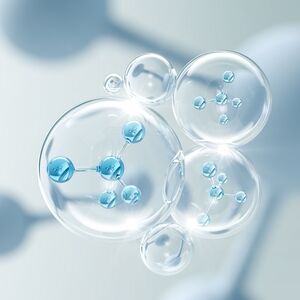 Molecule inside Liquid Bubble, 3d illustration.