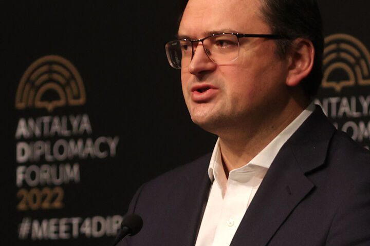 Ukraine's Foreign Minister Dmytro Kuleba gives a press conference after meeting with Russia's Foreign Minister for talks in Antalya, on March 10, 2022. - Russian and Ukrainian foreign ministers are in Turkey to hold face-to-face talks in the first high-level contact since the invasion began. (Photo by AFP)