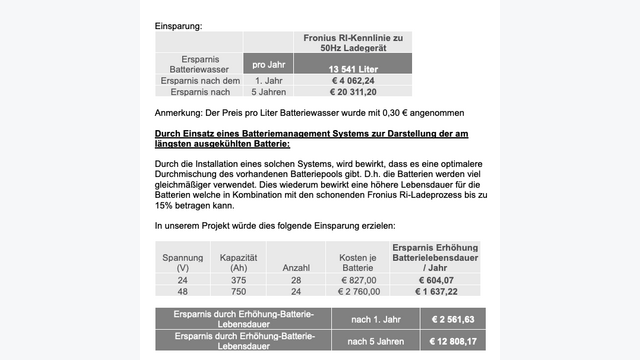 Fronius Ladestationen Rechenbeispiel