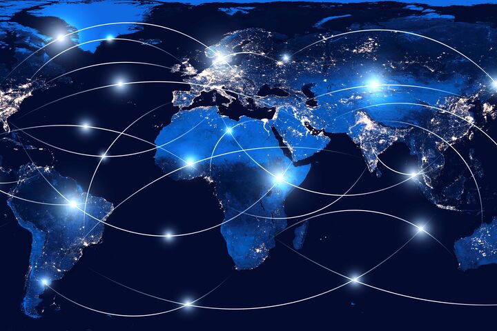 Global networking and international communication. World map as a symbol of the global network. Elements of this image furnished by NASA.