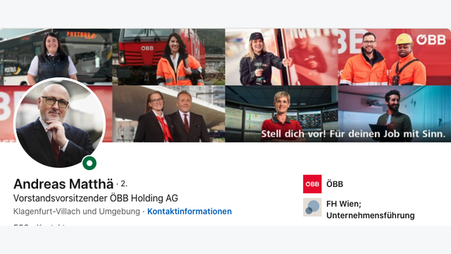LinkedIn Andreas Matthä, CEO ÖBB Holding AG
Screenshot