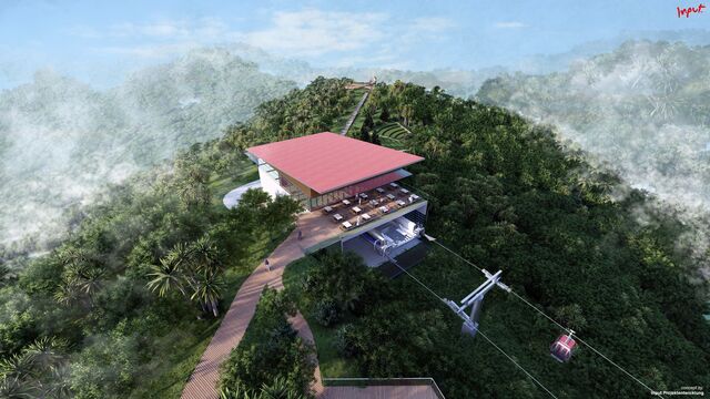 Visualisierung der Seilbahn-Station am Boiling Lake.