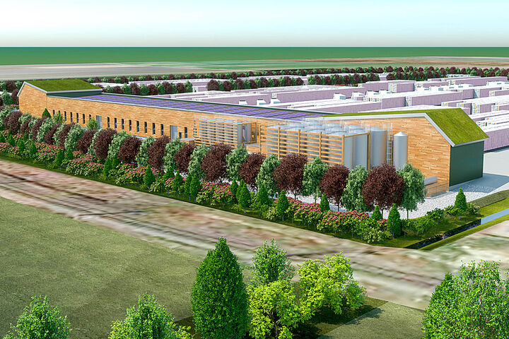 Die neue, 160 Meter lange Produktionshalle wird optisch so gestaltet, dass sie sich bestmöglich in das UNESCO Welterbe Neusiedlersee integriert.