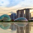 Singapore skyline and Marina Bay at sunset