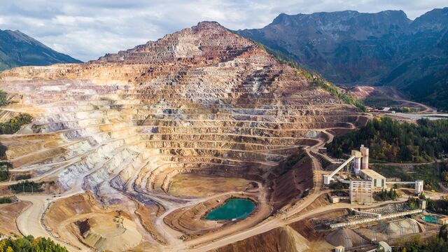 Aerial view of the Erzberg open pit iron mine in Austria