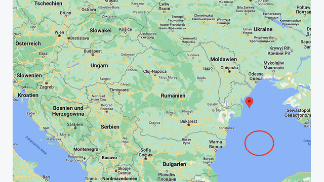 Südöstlich der Schlangeninsel im Schwarzen Meer liegt das Gasfeld Neptun