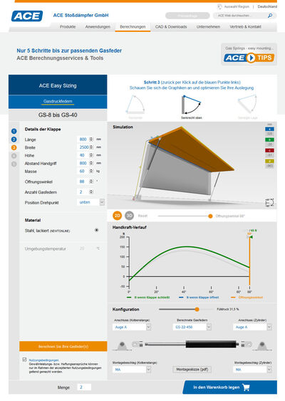 © ACE Stoßdämpfer GmbH ACE Smart Sizing Gasfeder