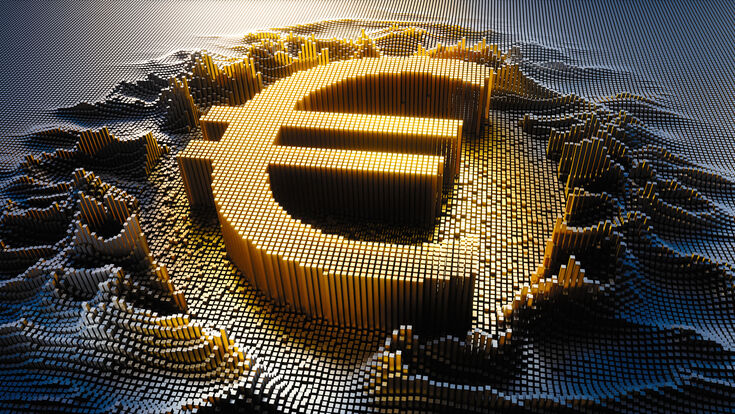 © Getty Images/iStockphoto Euro currency Symbol in a digital raster microstructure - 3d illustration