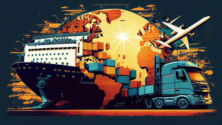 Global business logistics import export background and container cargo freight ship transport concept. Ai generative
