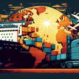 Global business logistics import export background and container cargo freight ship transport concept. Ai generative