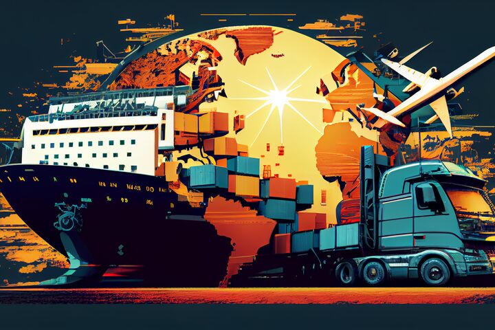 Global business logistics import export background and container cargo freight ship transport concept. Ai generative