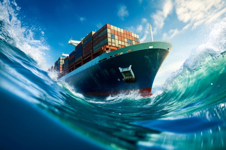 Big container cargo ship