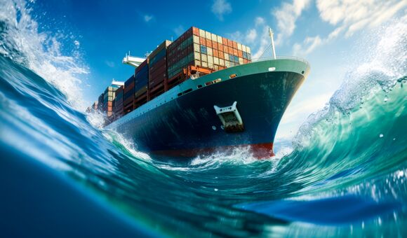 Big container cargo ship
