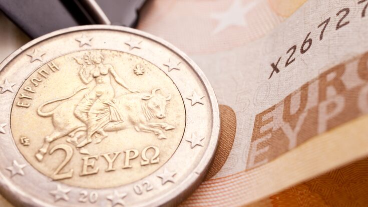 © Fotolia Griechenland Euro Euroschein Griechischer Euro Münze