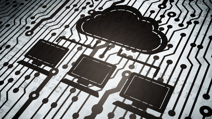© Maksim Kabakou - Fotolia schematische Darstellung einer Rechnerwolke mit drei Computern