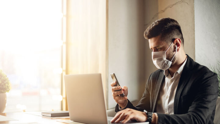 man portrait businessman coronavirus corona virus ncov ncov-2019 2020 flu respirator face mask protection protective trendy chinese china desease epidemic pandemic public place working work problem global professional business lifestyle laptop using successful workplace cafe men person computer people phone male modern adult smart mobile black white American European Asian man portrait businessman coronavirus corona virus ncov ncov-2019 2020 flu respirator face mask protection protective trendy chinese china desease epidemic pandemic public place working work problem global professional business lifestyle laptop using successful workplace cafe men person computer people phone male modern adult smart mobile black white american european asian