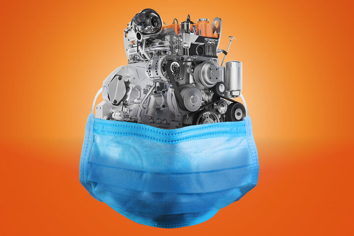 Verbrennungsmotor mit Schutzmaske