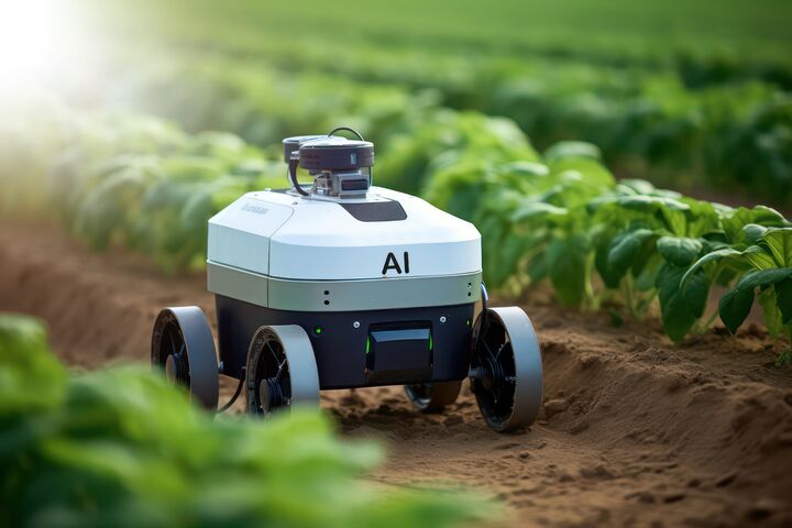 Forschung in der Pflanzenzucht im Labor und Gewächshaus, Generative AI - symbolische Illustration.