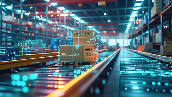 © WS Studio 1985 - stock.adobe.com Smart warehouse management system using augmented reality technology to identify package picking and delivery . Future concept of supply chain and logistic business, + --ar 16:9 --v 6 Job ID: d8885333-c96e-4321-8a7c-1496115acf6c
