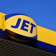 Hamburg, Germany - September 15, 2023: Jet logo in front of a gas station in Hamburg, Germany - Jet is the filling station brand of Phillips 66