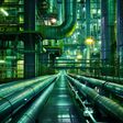 The Green Pipes of an Industrial Complex