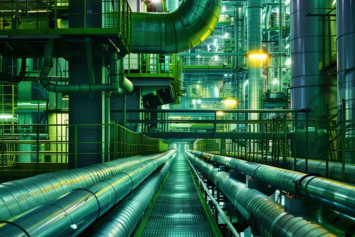 The Green Pipes of an Industrial Complex