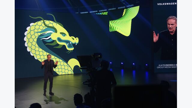 Volkswagen-CEO Oliver Blume während eines Medienevents im Vorfeld der Auto Show in Beijing im April