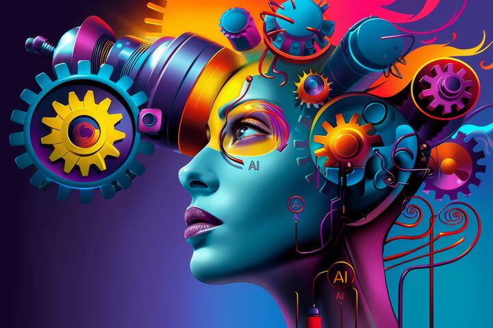 colorful gears, vibrant mechanics, woman face, artistic, interface, art, ai, technology, colorful, vibrant, gears, mechanics, face, cyber, digital, neon, bright, illuminated, creative, imagination, tech driven, futuristic, cybernetic, art and tech, machine, engineering, innovative, tech art, creativity, woman, portrait, cyber art, artistic expression, technology art, colorful portrait, gear art, mechanical design, machine aesthetics, innovation, creative tech, art integration, technology expression, cybernetic art, vibrant art, conceptual art, mechanical portrait, artistic technology, colorful design, tech inspired art