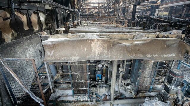 Blick in die vom Brand zerstörte Galvanik-Abteilung bei MACO