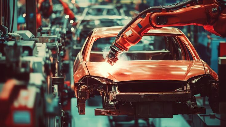 machine welding car in factory