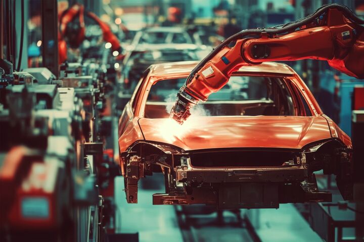 machine welding car in factory