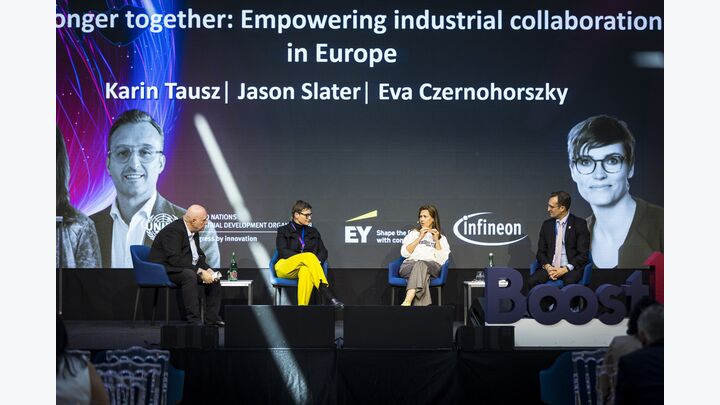 © Matthias Heschl Panel 2: Eva Czernohorszky, Karin Tausz und Jason Slator über empowering industrial collaboration in Europe