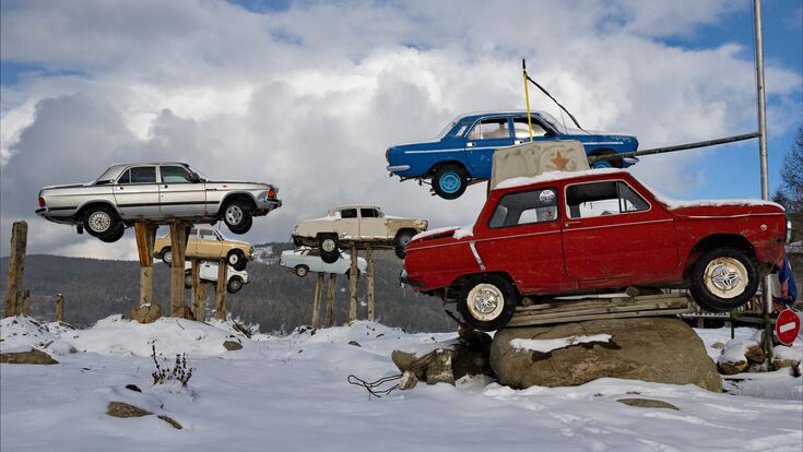 © stock.adobe.com russia, siberia, altai, car, transport, museum, exhibit, vintage, military, autumn, snow, red, army, truck, soviet, defense, retro, passenger, russian, history, equipment, old