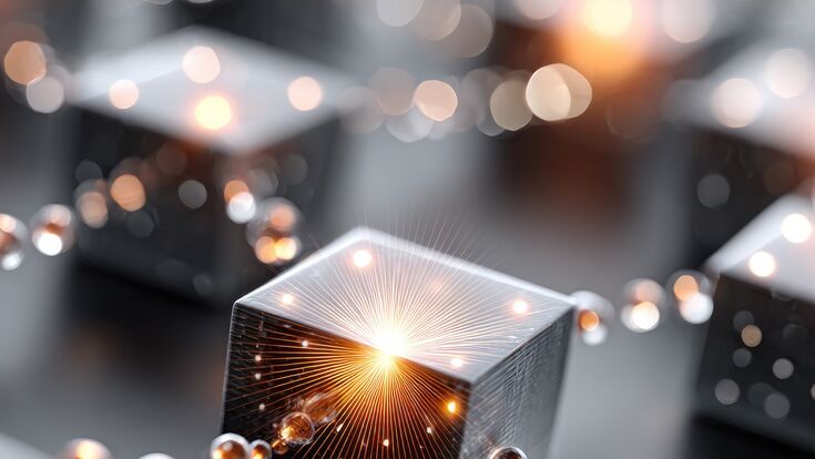 Abstract representation of time crystal and quantum qubit simulator design concept.