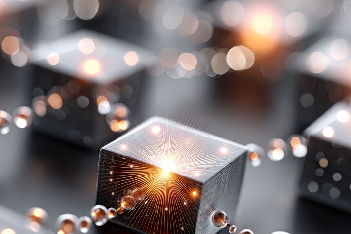 Abstract representation of time crystal and quantum qubit simulator design concept.