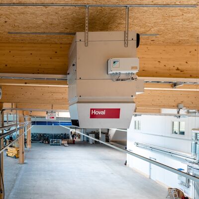 Innenansicht, Hallenklimalösung, Hoval, PMS