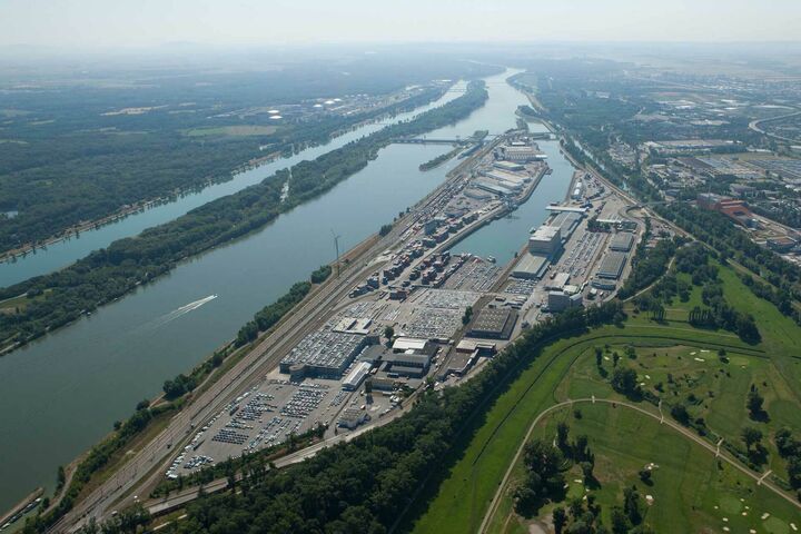 Hafen Wien aus der Vogelperspektive