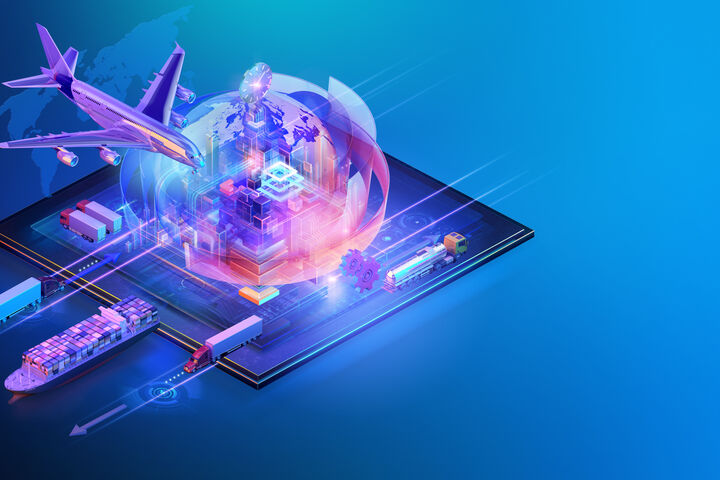 Isometric global cargo logistic website background design. Maritime, air shipping transport logistic, warehouse storage concept, export, import, trading, cargo international delivery, distribution. 3D