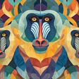 African vivid ornate pattern, with traditional animal, mandrill , safari theme, with vibrant national colors. Generative Ai