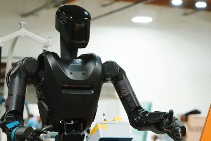 Humanoider Roboter Phantom MK-1, der in der Ukraine für Nachschub- und Logistikaufgaben an der Front getestet wird.