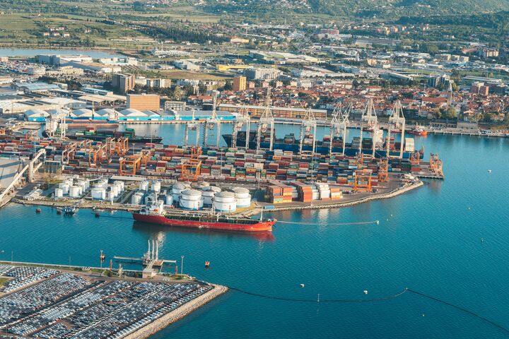 koper, city, port, coast, town, travel, view, blue, sky, landscape, harbor, beach, mediterranean, bay, architecture, boat, ship, panorama, summer, island, croatia, tourism, building, greece