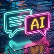 Artificial Intelligence AI Chatbot Icon on Digital Circuit Board for Machine Learning Tech Concept