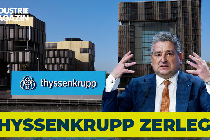 CEO Miguel Lopez, die Konzernzentrale von Thyssenkrupp und die Headline: "Thyssenkrupp zerlegt"