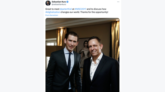 Sebastian Kurz gemeinsam mit Peter Thiel