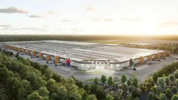 Visualisierung einer möglichen Erweiterung der Tesla-Gigafabrik bei Berlin
